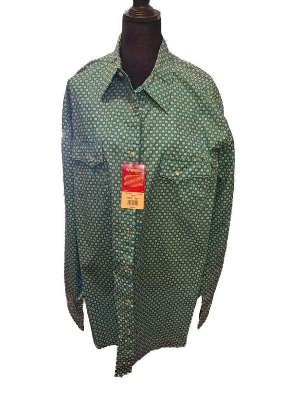 New w/ Tags Wrangler Men's XLT Long Sleeve Foulard Print Western Pearl Snap Sh